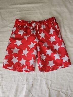 Cat & Jack Red Logo Mesh Lined Swimwear